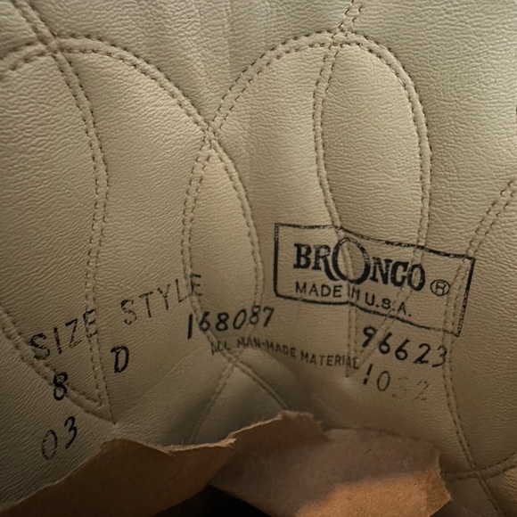 Bronco Western Cowboy Boots Women’s 9.5 Men’s 8 Brown Leather Made in USA - Picture 9 of 9